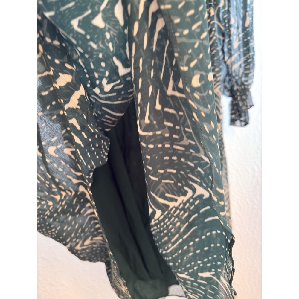 Ba&sh Lady Dress Women 2 US 6 Midi Forrest Fairy Geo Design Bohemian Green/Cream - Picture 13 of 16